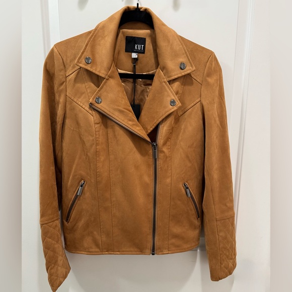 NWT KUT FROM THE KLOTH Faux Suede Moto Jacket - Picture 3 of 11